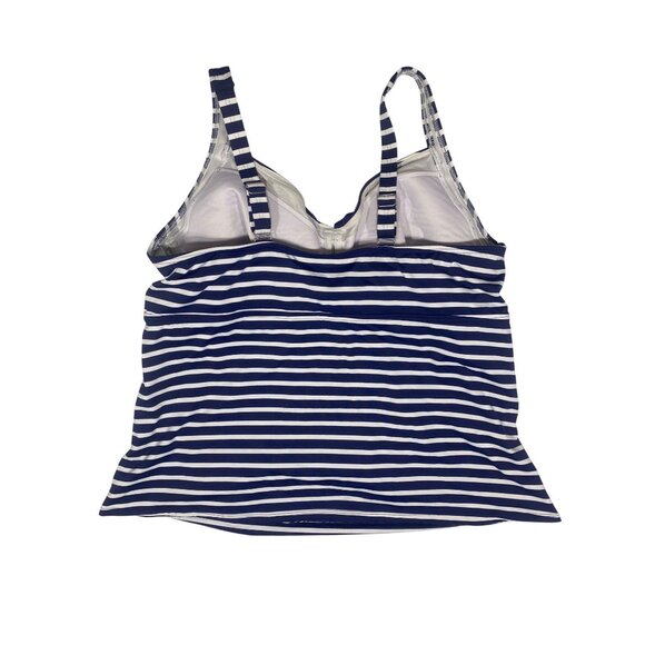 Lands End Tankini Top Womens Size 20W Blue & White Striped Built-In Underwire - Picture 2 of 11